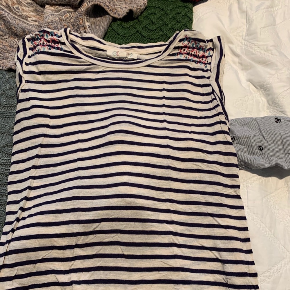 Pink Rose striped sleeveless tee